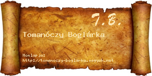 Tomanóczy Boglárka névjegykártya