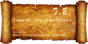 Tomanóczy Boglárka névjegykártya